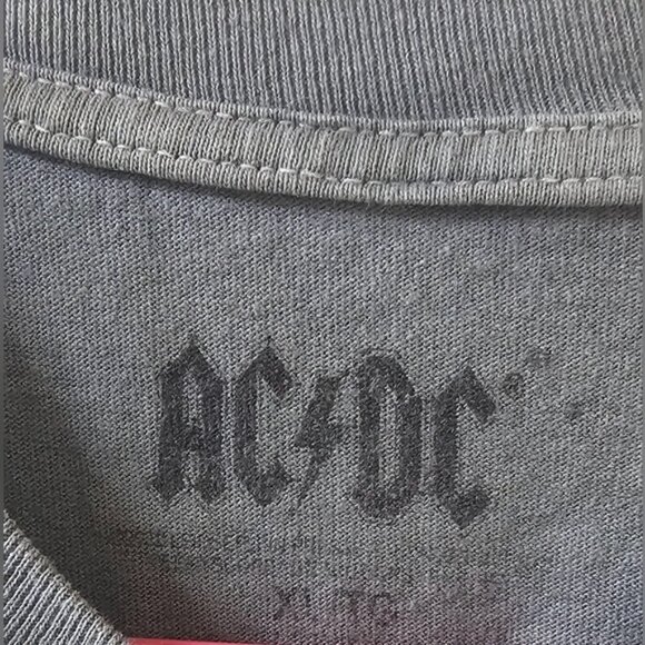 AC/DC LOGO Graphic Music Cropped T-Shirt XL Grey and Black - Picture 4 of 4